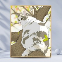 러블리 따뜻한 오후의 햇살과 고양이 카툰 일러스트 보석십자수 DIY 만들기 세트 집콕취미 핸드메이드 선물 집안 인테리어 다이아몬드 그림 액자 없음 20종, GB842
