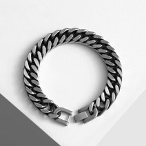 블리브 유화 무광 다크실버 12mm 써지컬스틸 촘촘 체인 팔찌