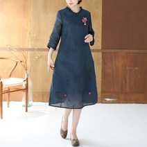 [디얼마미] 달래 삼베 원피스 미시옷 빅사이즈 엄마옷 중년 여성 마담