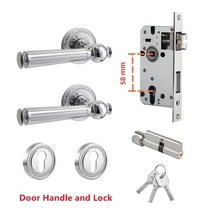 방문 손잡이 프랑스 스타일 인테리어 문짝 핸들 침실 사무실 호텔 고급 잠금 장치, 6.Chrome-58mm-Full-Set