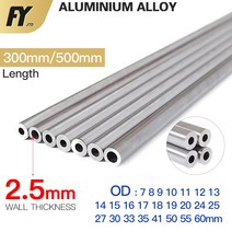 알루미늄 아연 사각 파이프 FUYI 25mm 두께 760mm OD 스트레이트 300mm 500mm 긴 원형 6063 합금 튜브, OD 17 x ID 12mm+300mm, OD 17 x ID 12mm+300mm