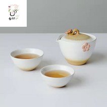 이하늬 다도세트 휴대용 1-2인 나혼자산다 화사 찻잔 다기 티팟, 순백색
