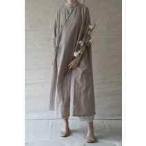 빅사이즈 차이나스타일원피스 루즈핏 박시 광목 린넨원피스 롱 코튼과 여성의 복고풍 국가