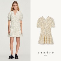SANDRO 산드로 플라워 프린트 베이지 반팔 원피스