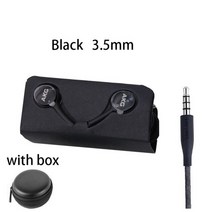samsung 이어폰 galaxy s8 s9 s10 akg eo-ig955 헤드셋 3.5mm 이어폰 포함 huawei xiaami oneplus 스마트폰용 마이크 와이어, 검은색 보관함