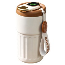 민러브 텀블러 LED 온도표시 보온병 커피잔 ML-TC065, 브라운