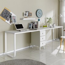 2400 트윈책상 2컬러 모던 튼튼한 혼수가구 원룸 심플 테이블 이사가구교체 카페테이블 철, 화이트