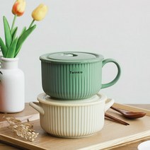 도자기 세라믹 컵라면 면기 라면그릇 라멘 라면기 손잡이 우동 그릇 떡국 국수 우동기, 그레타라면기(편수베이지)