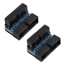 Fengxiaomin USB 3.0 90도 어댑터 직각 USB 3.0 20핀 수-암 연장 어댑터 마더보드에 적합 블랙 2개