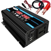 순수정현파인버터 차량용 태양광 인버터 시거잭 4000W 디지털 자동차 인버터 12V ~ 220V 수정 사인파 전압, 01 Black