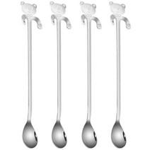 더가림 곰돌이 거치 롱 티스푼 4P 세트, 실버