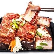 하남이조 국내산 뼈 있는 돼지왕구이 (4kg 10대) 양념 숯불 갈비 구이 돼지고기 식당 및 업소용 갈비, 2통, 4kg