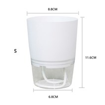 화분 화분 유리 식물 화분 2 레이어 자체 급수 용기 꽃 수경 식물 화분 홈 정원, 스페인, WHITE