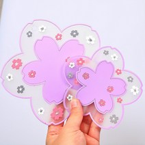 머글리 PVC 벚꽃 절연 냄비받침 티코스터, 바이올렛 2p (대형 15.5cm)