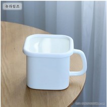 일본식 법랑 손잡이 캐니스터 사각 멀티포트 보존 보관 용기 밀폐용기 반찬통 12x11.5cm, 흰색개