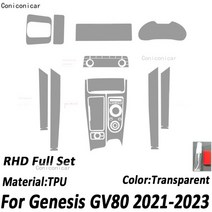 제네시스제네시스 GV80 2023 기어 박스 패널 내비게이션 자동차 인테리어 화면 보호 필름 TPU 스크래치, 02 B for RHD, 1개