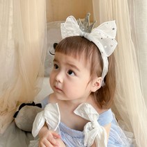 보니하우스 트윙클 리본 레이스 베일 공주 티아라 왕관 머리띠