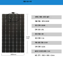 50w100w200w300w 플랙시블 태양광 패널 태양열 집열판 캠핑용 캠핑카 카라반, 200W 세미 플렉시블 플레이트