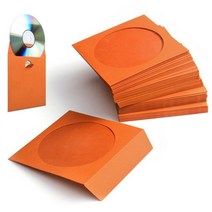 Flexzion 100팩 CD DVD 두꺼운 종이 슬리브 (오렌지) 표준 봉투 케이스 디스플레이 보관 프리미엄 윈도우 컷 아웃 및 플랩 포함 음악 영화 비디오 게임 디스크용 미국직, Orange