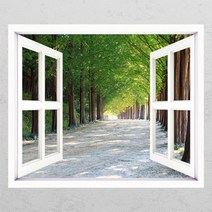 꾸밈데코_창문모양시트지_따스한나무길(ij240)_포인트시트지창문모양시트지벽장식시트그림창문액자, B타입외부창문형