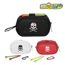 AZ골프 스컬 골프공 파우치 주머니 벨트형 골프티 카라비너 골프볼케이스 볼주머니 3구 2구, 레드 (골프티+카라비너)