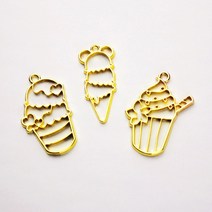 레진틀 공예 프레임 아트 스위트 아이스크림 골드 팬던트 악세사리 키링 만들기 열쇠고리 부자재, B