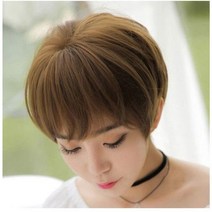스타일 숏컷 가발 앞 머리 통 보브컷 여자 커트 짧은 컷트 전체 티안나는 자연 스러운, 1개, 블랙