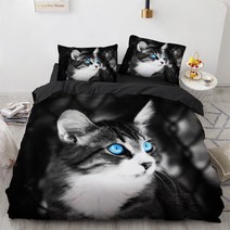 라이지킹침구세트 라지 킹 혼수 이불 3D 고양이 침구 세트 럭셔리 동물 이불 커버 베개 퀸 킹 싱글 더블 사