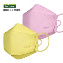 네퓨어 프리미엄 KF94 대형 황사 미세먼지 끈조절 컬러 마스크, 프리미엄 KF94 노란색+분홍색 30매씩