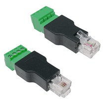 Jienk 2Pcs RJ11 Male to 4 Pins Screw Terminal Block Adapter for Cat3 Telephone Handset Cords Extende