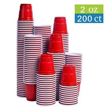 Tashibox Disposable Mini Red Shot Glasses - 2 Ounce - 200 Count - Mini Party Cups Jager Bomb Jello, 1