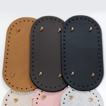 퀼트여왕 소꼬발 타원형 인조가죽 손뜨개 뜨개질 가방바닥, 소꼬발 브라운(20x10cm)