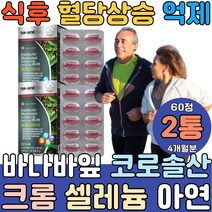 바나바 잎 식후혈당관리 케어 저당 코로솔산 크롬 아연 셀레늄 비타민C BANABA 리프 고약사 슈퍼 골드 추출 정제 슈가 발란스 복합식품 보조제 유도제 50대 60대 70대