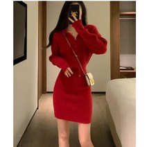 원피스 캐주얼 니트 20대 스커트 청소년 슬림핏 멀티매치 일상 나들리 레이어드 잘룩허리 편안 살랑살랑