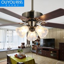 씰링팬 실링팬 celling fan 인테리어 선풍기 가정용 샹들리에 식당 침실 거실 선풍기 유럽식 복고풍 정, 13.48인치 나무잎 5등 리모컨