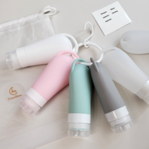 코지글로우 수영장 실리콘 공병 고리형 여행용 용기 휴대용 화장품 샴푸 캠핑 90ml, 반투명, 4개