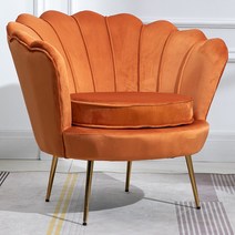 북유럽 럭셔리 의자 쇼파 인테리어 벨벳 조개 거실 명품매장소파 1인용 화장대, 개인 + 주황색