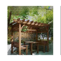 원두막 정자 야외 바베큐장 테라스, 길이 3m x 폭 2m 포도 프레임 (격자 포함) 탄화