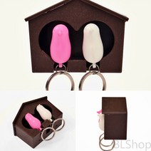버드 열쇠고리 브라운 케이스 세트 화이트+핑크 가방고리인형 특이한키링