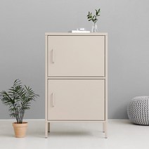 마켓비 MKB 철제수납장 캐비넷 모던세로 2문 6001015, 솔리드베이지