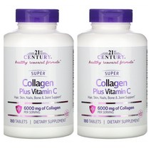21센츄리 콜라겐 6000mg 비타민C 1000mg 추가함유 성인 건강 영양제 2통 총 360개 알약, 2개, 180정