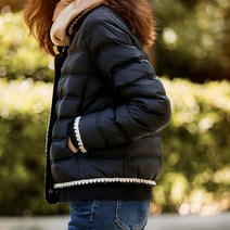 어깨 퀼팅디자인 물결 포인트 덕다운 패딩 아웃도어방한자켓 여자오리털점퍼