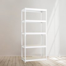 앵글선반 철제 창고 다용도실선반 5단 900 x 700 x 1500, 화이트, 9mm 양면코팅 보드
