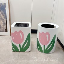 튤립 휴지통 예쁜 쓰레기통 깔끔한 분리수거함, 원형 튤립 쓰레기통 S