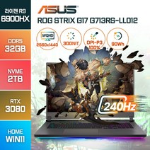[백팩증정] ASUS ROG STRIX G17 G713RS-LL012 램브란트 라이젠9-6900HX RTX3080 17인치 게이밍 배그 고성능 노트북, ROG Strix G713RS, WIN11 Home, 32GB, 2TB, 라이젠9, 그레이