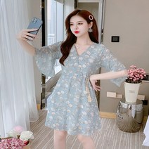 영제휴팀07080647636 반팔 A라인 편한 쿨 롱여름 꽃무늬 쉬폰 랩 샤랄라 여성원피스 7WACE543