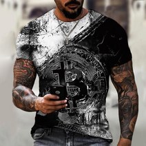 기념주화 비트코인선물 모형소품폭발적인 2022 봄과 여름 새로운 반팔 Bitcoin 3D 인쇄 된 t-셔츠 거리 동, 06 dyp-2285_05 L