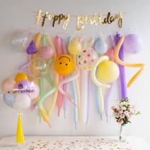 DIY 생일파티 요술풍선 가랜드 파스텔 패키지 백일 첫돌 브라이덜 파티, 파스텔 - [요술풍선가랜드]