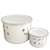 찬통 냄비 그릇 보냉 뚜껑 법랑캐니스터 오븐 밀폐 계량 반찬 용기, 포도꽃 5종세트 하이아이스볼 10-18, 1개