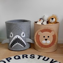 Life Rhythm 캐릭터 빨래바구니 틈새 빨래 정리함 아기 장남감 보관함, 상어